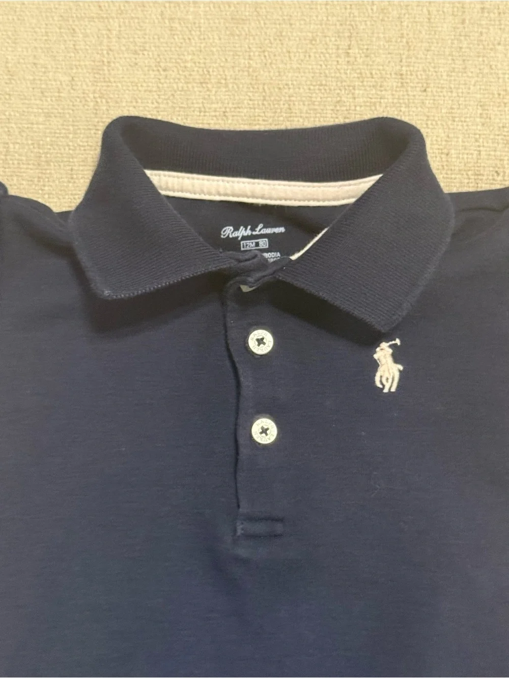 Ralph Lauren Navy Girls Polo Top with Ruffle Hem
